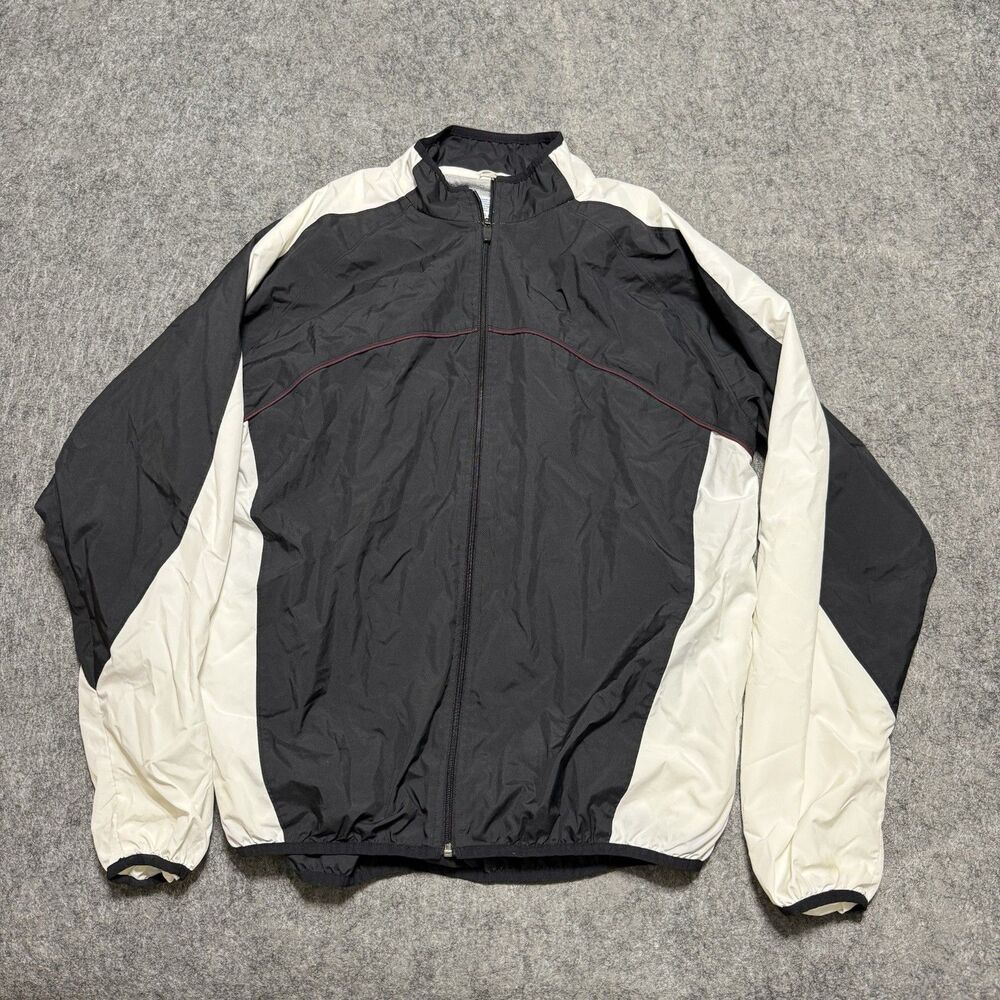 VTG 90s Russell Athletic Men SZ L Colorblock Track Jacket White Black Streetwear